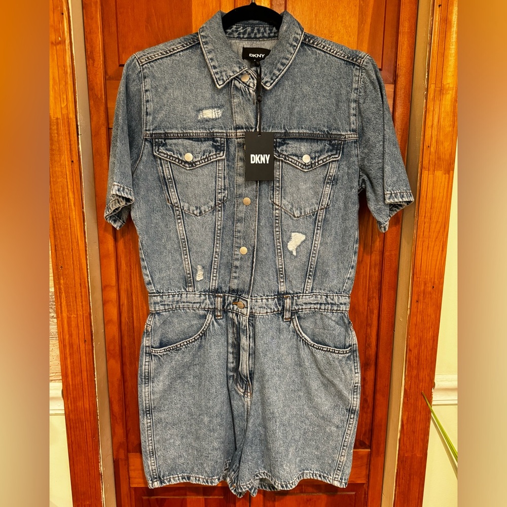DKNY Denim Shorts Romper